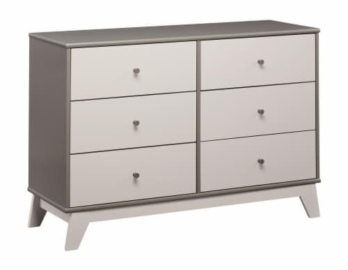 Little Seeds Rowan Valley Flint 6 Drawer Dresser, Solid Wood Angled Feet Perspective: right