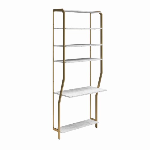 Gwyneth Closet - Vanity, White Faux Marble and Golden Bronze Perspective: right