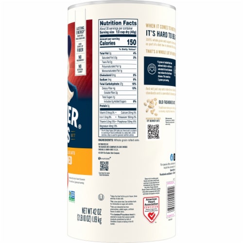 Quaker Oats Old Fashioned Oatmeal Perspective: right