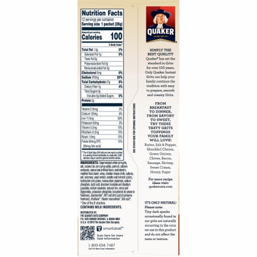 Quaker® Instant Grits Cheddar Cheese Perspective: right