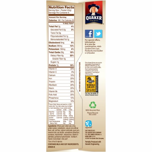 Quaker Weight Control Maple & Brown Sugar Instant Oatmeal Packets Perspective: right