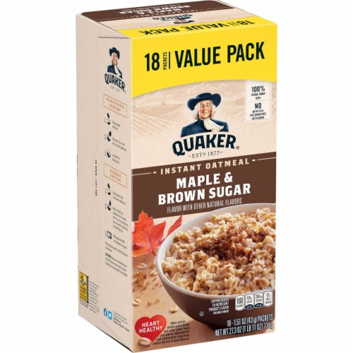 Quaker Breakfast Cereal Maple and Brown Sugar Instant Oatmeal Value Pack Perspective: right