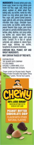 Quaker Chewy Peanut Butter Chocolate Chip Granola Bars Perspective: right