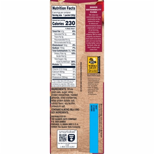 Quaker® Cranberry Almond Protein Instant Oatmeal Perspective: right