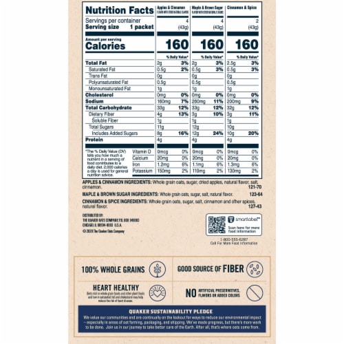 Quaker Instant Oatmeal Three Flavor Variety Pack Perspective: right