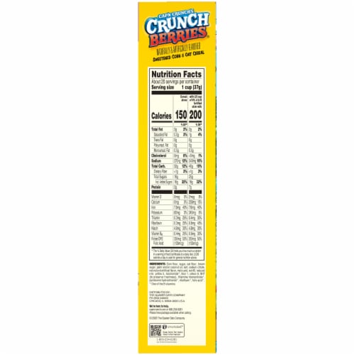 Cap'N Crunch Breakfast Cereal Crunchberries® Flavor Corn & Oat Cereal Perspective: right