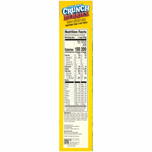 Cap'N Crunch Breakfast Cereal Crunchberries® Flavor Corn & Oat Cereal Perspective: right