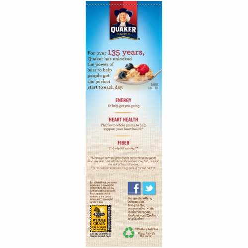 Quaker® Fruit and Cream Sugar Instant Oatmeal Breakfast Cereal Variety Pack 8 Count Perspective: right