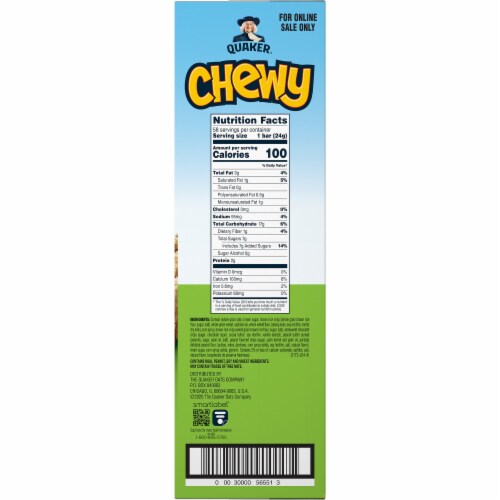 Quaker Chewy Peanut Butter Chocolate Chip Granola Bars Perspective: right