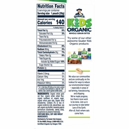 Quaker Kids Organic Whole Grain Strawberry Bites Perspective: right