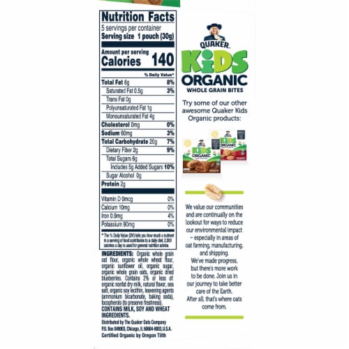 Quaker Kids Organic Whole Grain Blueberry Bites Perspective: right
