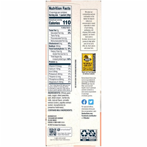 Quaker Peaches and Cream Instant Oatmeal Breakfast Perspective: right