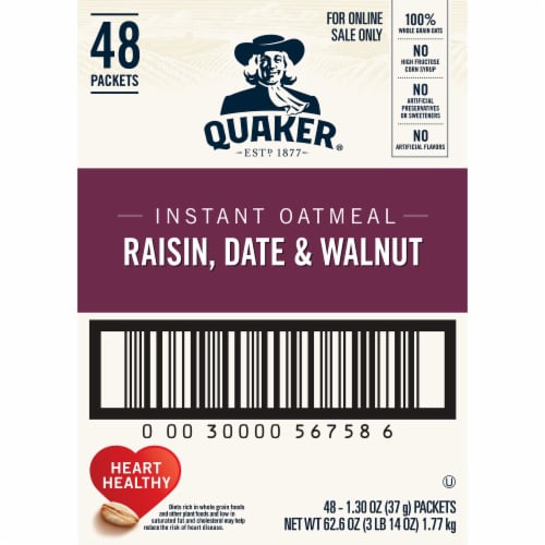 Quaker Raisin Date & Walnut Instant Oatmeal Packets Perspective: right