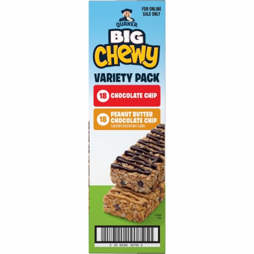 Quaker Big Chewy Chocolate Chip & Peanut Butter Granola Bars Variety Pack Perspective: right