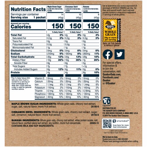 Quaker Select Starts High Fiber Instant Oatmeal Variety Pack 32 Count Perspective: right