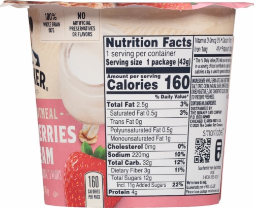 Quaker Strawberry and Cream Instant Oatmeal Breakfast Cup