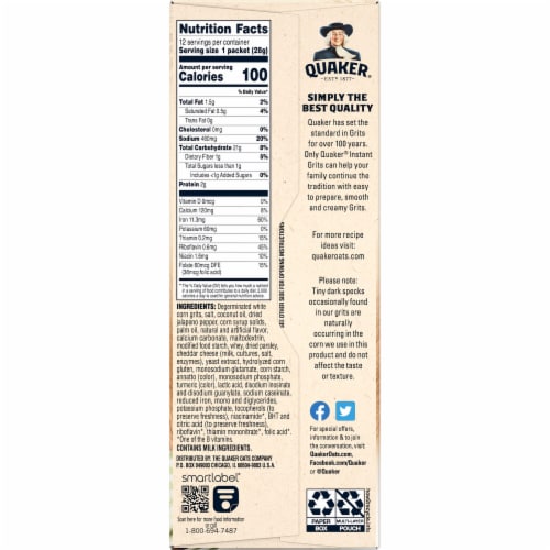 Quaker® Hot & Spicy Jalapeno Cheddar Instant Grits Perspective: right