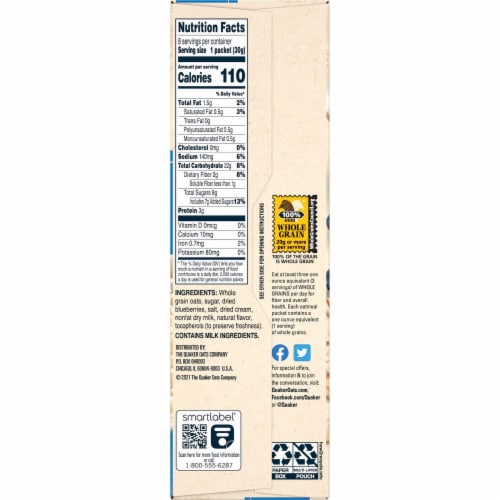 Quaker Blueberries & Cream Instant Oatmeal Perspective: right