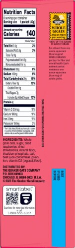 Quaker® Fruit Fusion Raspberry Strawberry Instant Oatmeal Perspective: right