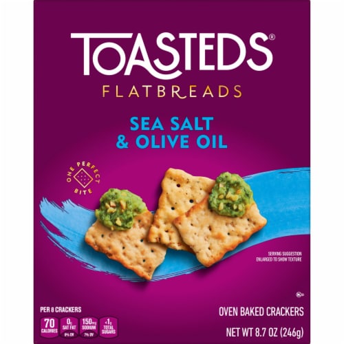 Toasteds®® Flatbreads Sea Salt and Olive Oil Snack Crackers Perspective: right