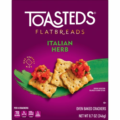 Toasteds Flatbreads Italian Herb Snack Crackers Perspective: right
