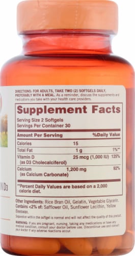Sundown Naturals Calcium Plus Vitamin D3 Softgels Perspective: right