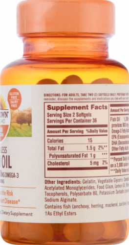 Sundown Naturals Odorless Fish Oil 1290 mg Omega-3 900 mg Mini Softgels Perspective: right