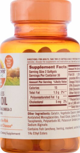 Sundown Naturals Odorless Fish Oil 1290 mg Omega-3 900 mg Mini Softgels Perspective: right