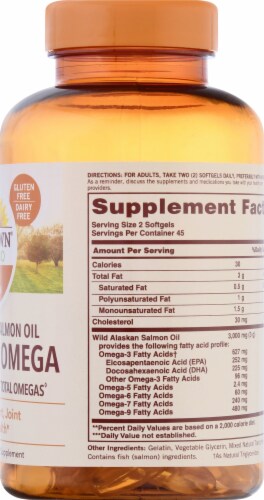 Sundown Naturals Complete Omega Wild Alaskan Salmon Oil Softgels 3000mg Perspective: right