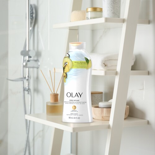 Olay Fresh Outlast Rejuvenating Notes of Pineapple and Coconut Water Paraben Free Body Wash Perspective: right