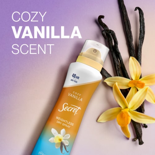 Secret for Women Antiperspirant Deodorant Dry Spray Vanilla and Argan Oil Scent Perspective: right