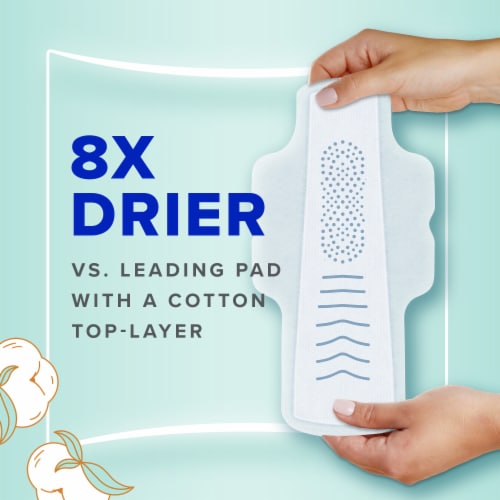 Always Pure Cotton FlexFoam Pads with Wings Extra Heavy Flow Absorbency Size 3 Unscented Perspective: right