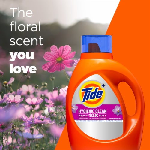 Tide HE Hygienic Clean Heavy Duty Spring Meadow Liquid Laundry Detergent Perspective: right