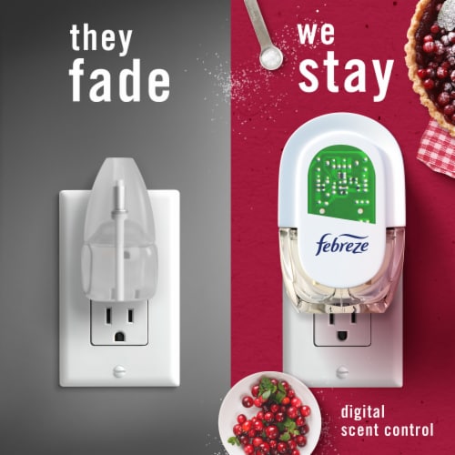Febreze Odor-Fighting Fade Defy PLUG Air Freshener Cranberry Tart Oil Refill Perspective: right