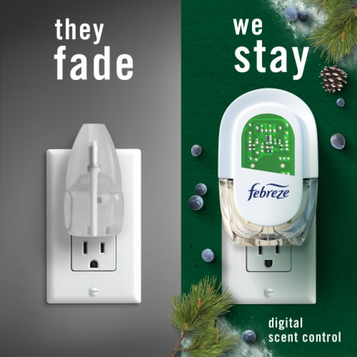 Febreze Odor-Fighting Fade Defy PLUG Air Freshener White Pine & Juniper Berry Oil Refill Perspective: right