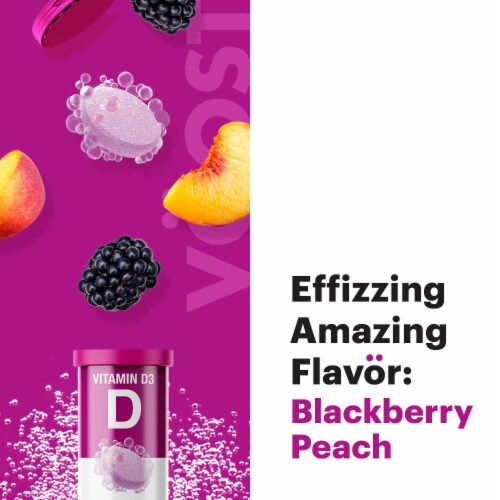 VOOST Blackberry Peach Flavor Effervescent Vitamin Drink Tablet Perspective: right