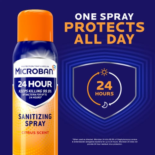 Microban Citrus Scent 24 Hour Disinfectant Sanitizing Spray Perspective: right