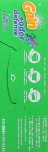Gain® + Odor Defense™ Odor Fighting Super Fresh Blast™ Dryer Sheets Perspective: right