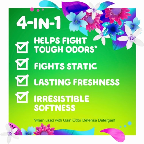 Gain + Odor Defense Super Fresh Blast Scent Dryer Sheets Perspective: right