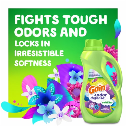 Gain + Odor Defense Liquid Fabric Softener, Super Fresh Blast Scent, 190 Loads, HE Compatible Perspective: right