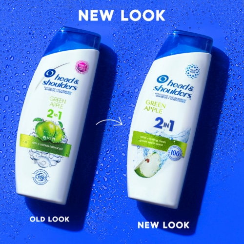 Head and Shoulders Green Apple 2 in 1 Dandruff Shampoo and Conditioner Perspective: right