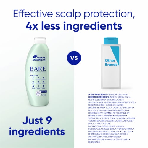 Head and Shoulders Bare Dandruff Shampoo, Pure Clean Perspective: right