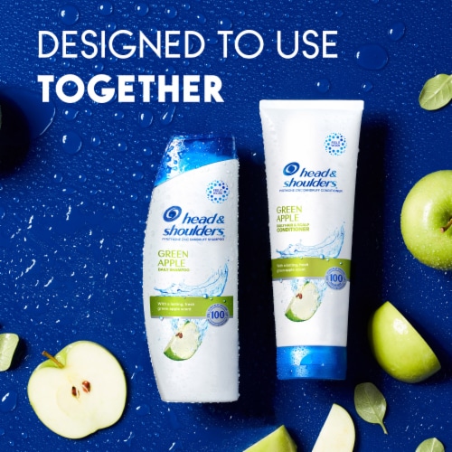 Head and Shoulders Dandruff Shampoo and Conditioner Set, Green Apple Perspective: right