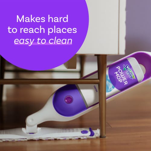 Swiffer Power Mop Floor Cleaner for Mopping Tile Vinyl Laminate Wood Cleaning Set Fresh Scent Perspective: right