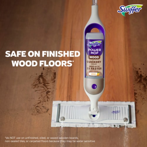 Swiffer Power Mop Wood Hardwood Floor Cleaner for Mopping QuickDry Cleaning Set Lemon Scent Perspective: right