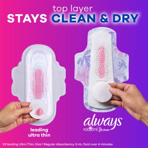 Always Radiant Feminine Pads for Women, Size 3 Heavy, with Wings, Light Clean Scent Perspective: right