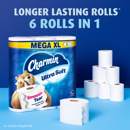 Charmin Ultra Soft 18 Mega XL Toilet Paper Rolls Perspective: right