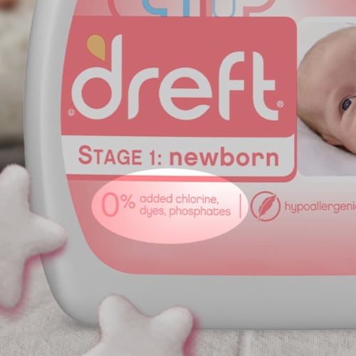 Dreft Stage 1 Newborn Baby Liquid Laundry Detergent Perspective: right