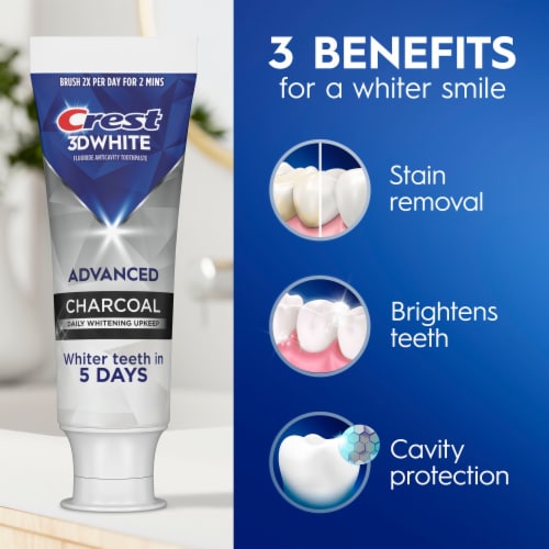 Crest 3D White Advanced Charcoal Teeth Whitening Toothpaste Perspective: right