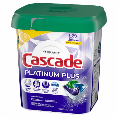 Cascade Platinum Plus ActionPacs Lemon Scent Dishwasher Detergent Pods Perspective: right